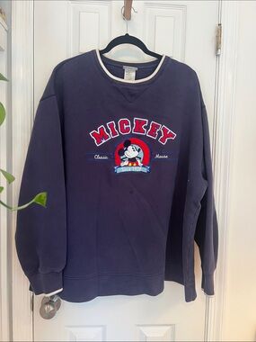Vintage Disney Mickey Classic Navy Crewneck Sweatshirt
